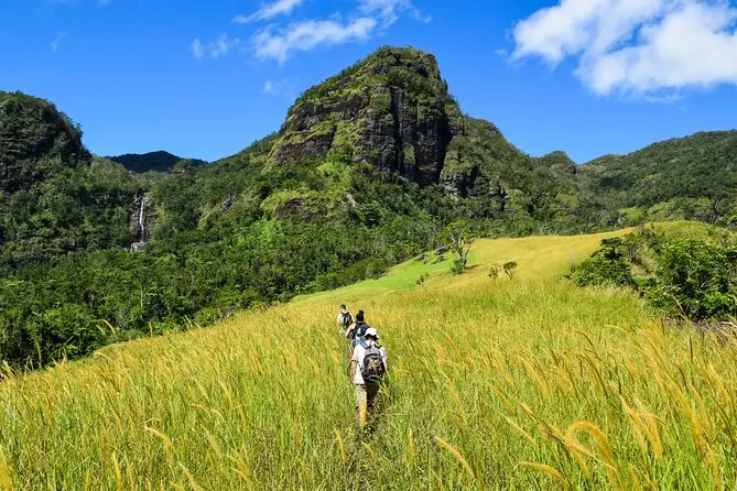 A man hiking a heritage park in Fiji.
